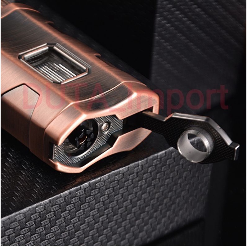 Honest 3 jet Flames Punch Hole Lighter/Korek api buka otomatis Keren dengan jendela Gas isi ulang Original Import