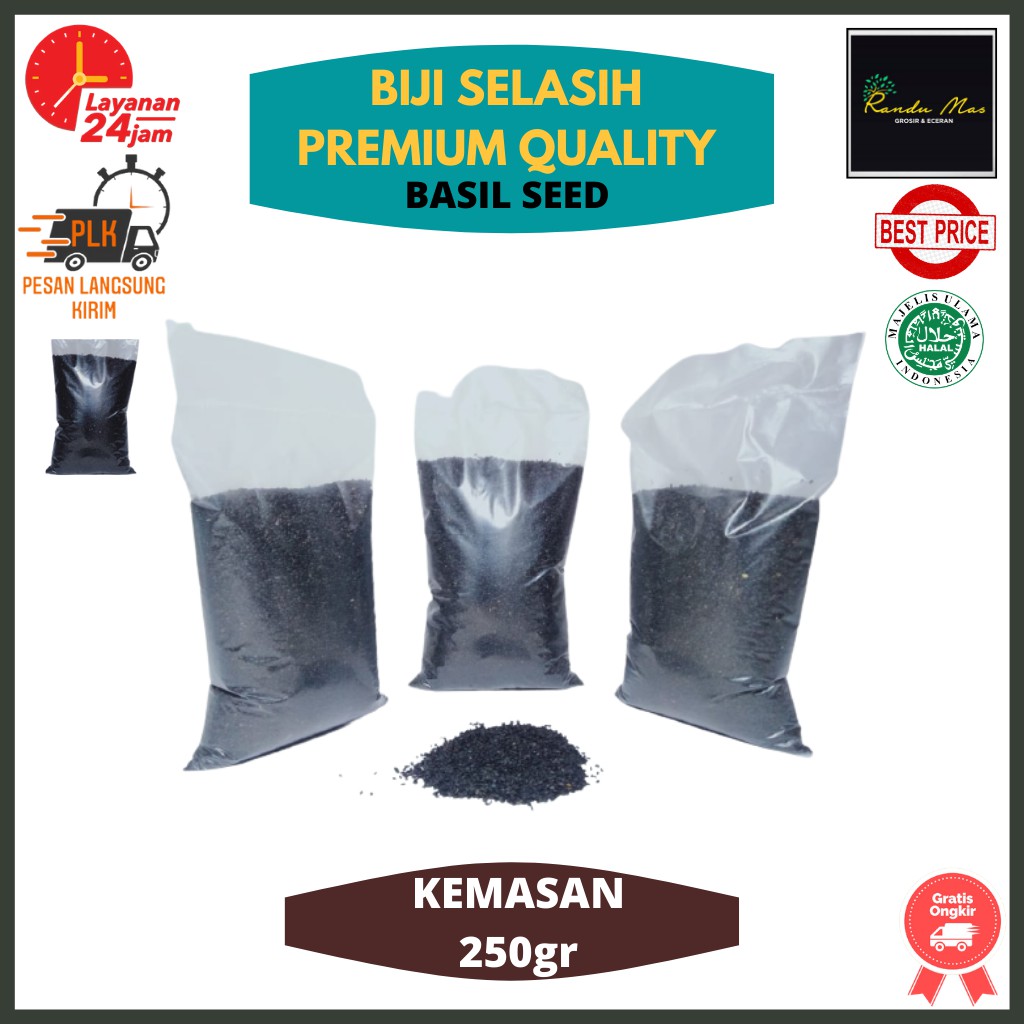 Biji Selasih Untuk Minuman Isi 250gr Basil Seed Biji Selasih Kering Besar &amp; Bersih Premium Quality