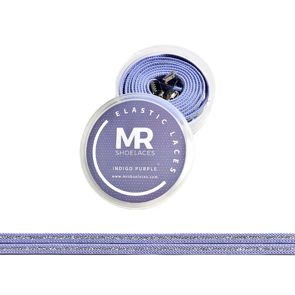 Original MR Shoelaces PR05 Elastic Indigo Purple Tali Sepatu Flat Elastis (Karet Lentur) with Metal Clip / Lock 80cm 100cm 120cm 150cm - Premium Shoelace