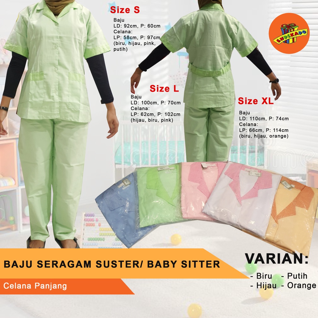 BAJU SERAGAM SUSTER/ BABY SITTER CELANA PANJANG - Seragam Pengasuh Anak