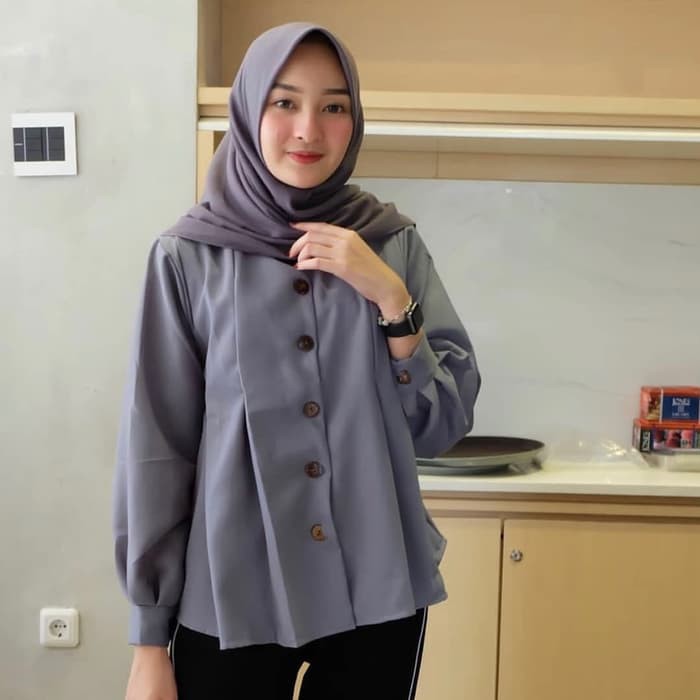 TERANYAR  Grosir Pakaian muslim wanita / Atasan busui / Baju Hitam : Shamira Top   TP TERMURAH