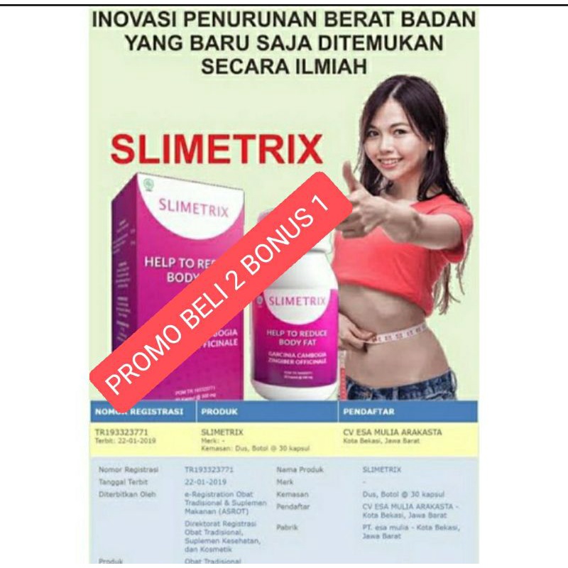 Slimetrix Asli Obat Pelangsing Badan Herbal Alami