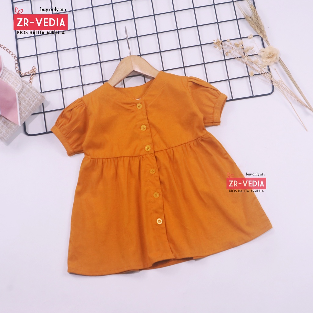 Dress Allysa uk 1-4 Tahun / Baju Polos Lengan Pendek Anak Perempuan Cewek Blouse Tunik Adem Branded Tshirt