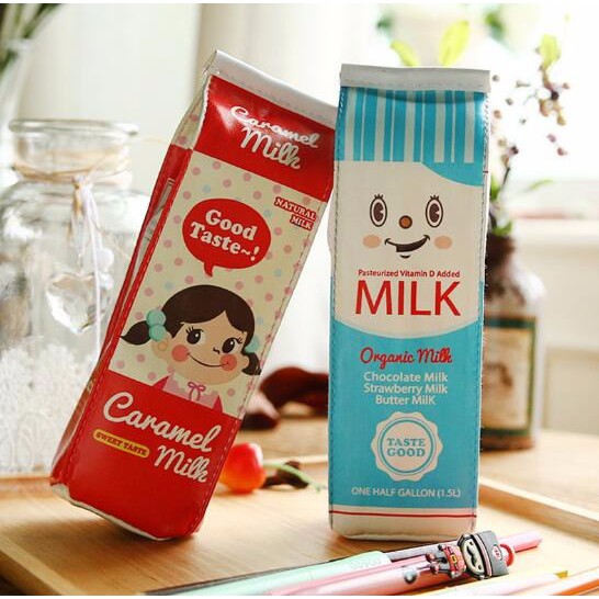 

New Kotak Pensil Bentuk Kotak Susu milk tempat alat tulis tempat pensil