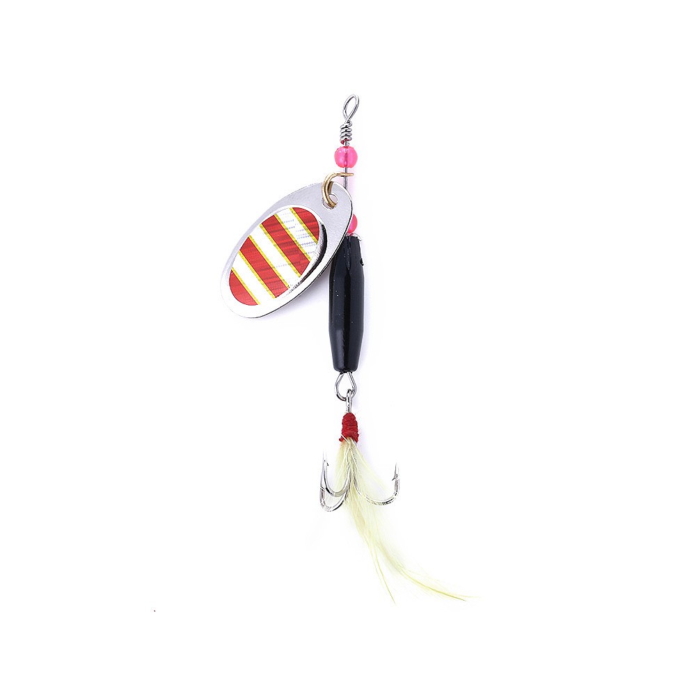 HENGJIA 6pcs/lot Umpan payet panas with feather freshwater spoon Spinner Fishing Lure Metal Hard Sequin Artificial Bait