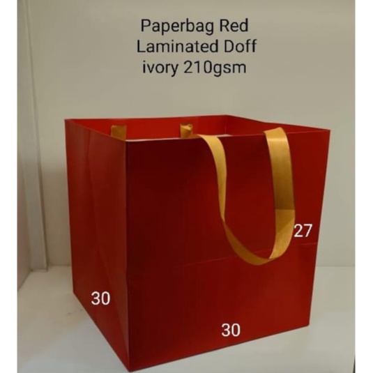 

1 Pcs PAPERBAG MERAH 30X30X27CM TALI PITA GOLD LAMIT