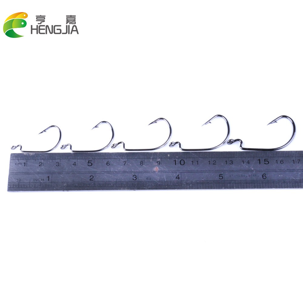 Hengjia 50pcs Fishing Hooks Umpan Pancing Kail 5 Ukuran Kait Yang Berbeda Memancing Tackle