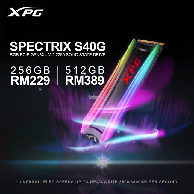 ADATA XPG SSD ADATA SPECTRIX S40G M.2 NVME PCIE RGB 256GB / 512GB / 1TB PCIE GEN3X4