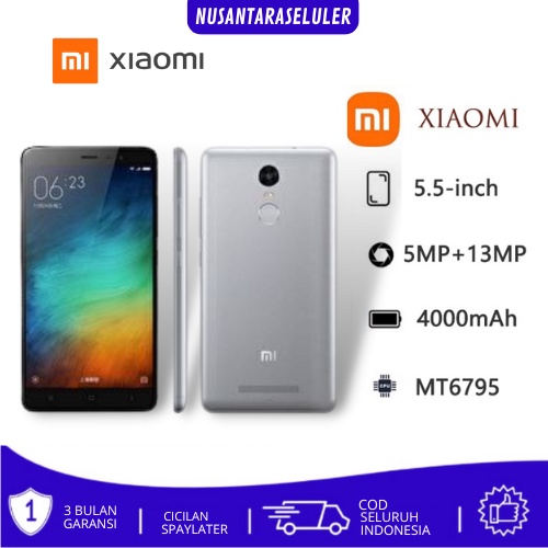 [bisa cod] hp xiaomi redmi note 3 ram 3gb internal 32gb helio mediatek | hp handphone xiaomi note 3 