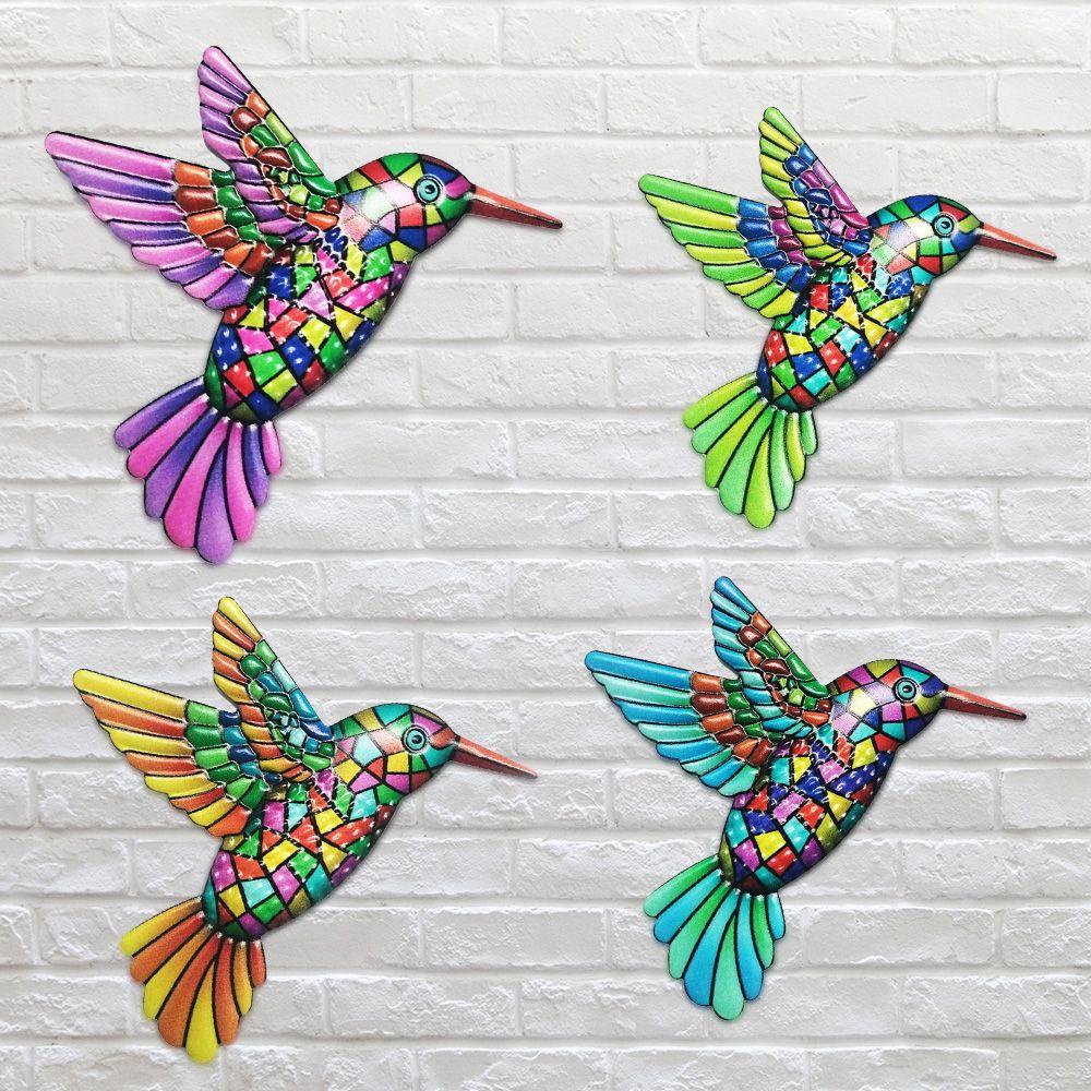 Populer 4PCS Ornamen Hummingbird Logam Kamar Tidur Artwork Patung Patung Indoor Outdoor Taman Craft