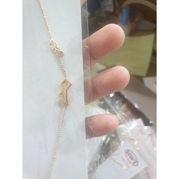 Gelang rantai hwt permata putih simple emas asli 700 70% 16K biji lada