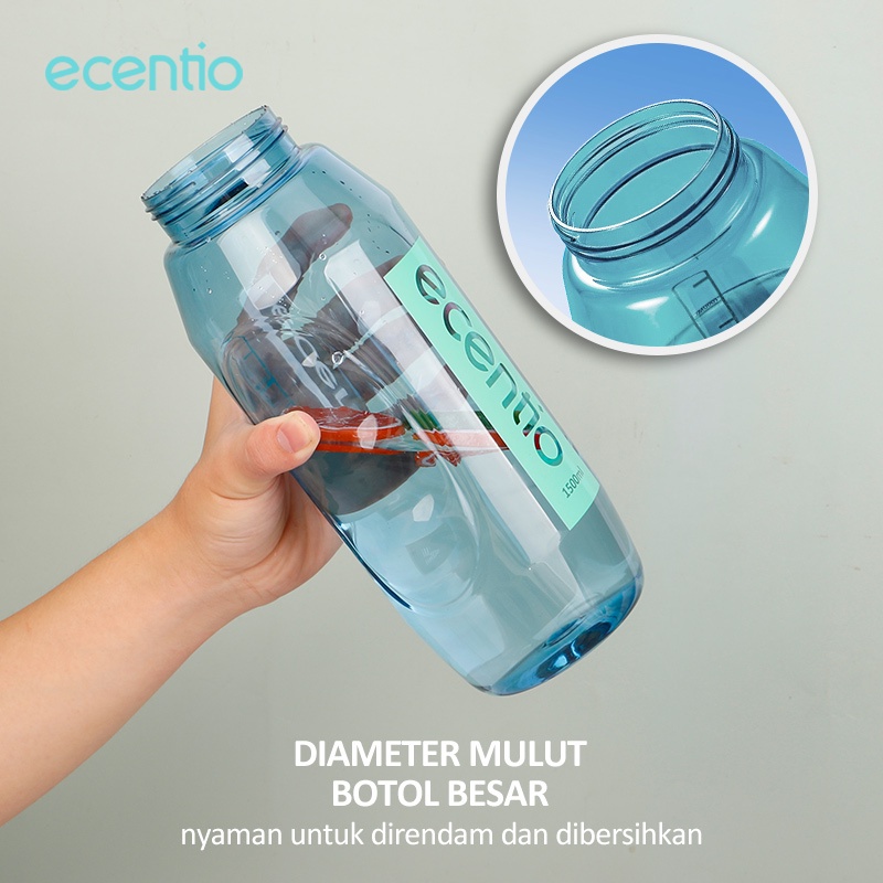 FOODI 1500ml /1.5 liter sport botol air minum gym tempat minum dengan pegangan water bottle super besar anti bocor/portabel/camping/unik-3