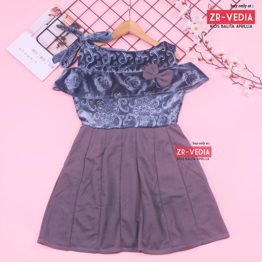 Dress Rachel uk 4-5 Tahun / Baju Dres Anak Perempuan Model Polos Motif Gaun Pesta Export Quality