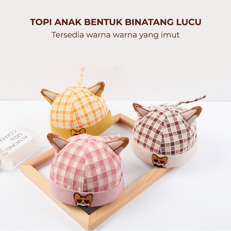 Topi Anak Bayi Laki Laki Perempuan Motif Kuping Anjing Lucu Aksesoris fashion pakaian anak HTX