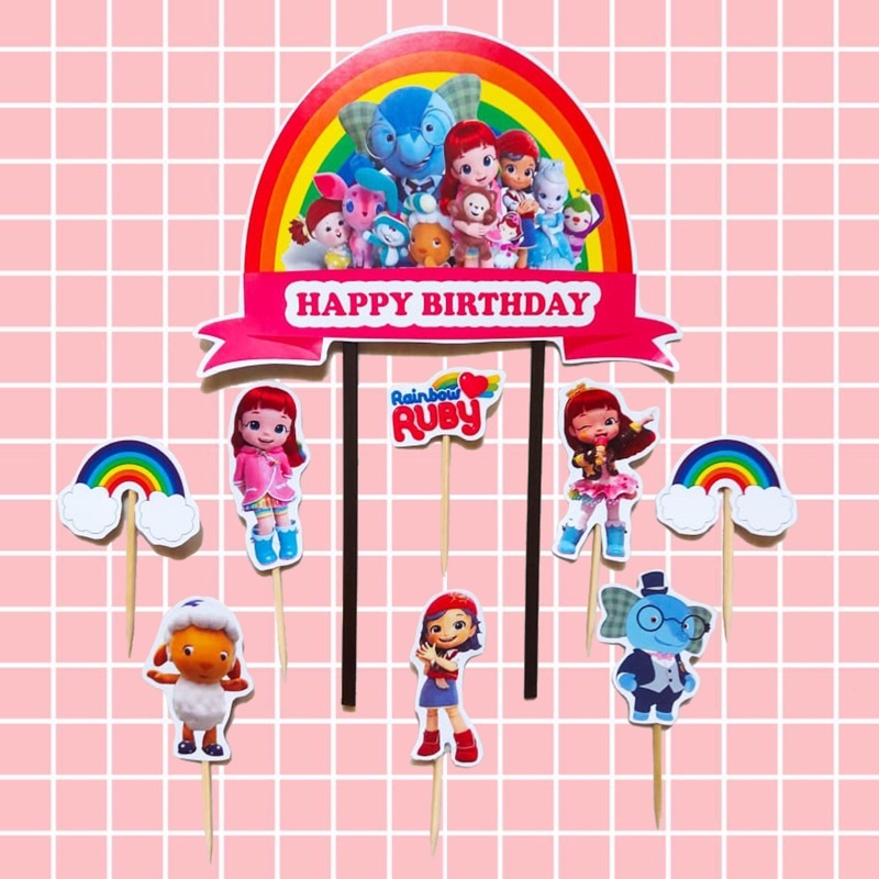 CAKE TOPPER RAINBOW RUBY / TOPPER KUE RAINBOW RUBY / HIASAN KUE RAINBOW RUBY / RAINBOW RUBY