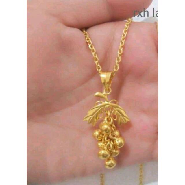 Kalung anggur golden, emas london lapis cairan mas 24 k,bisa disepuh ulang