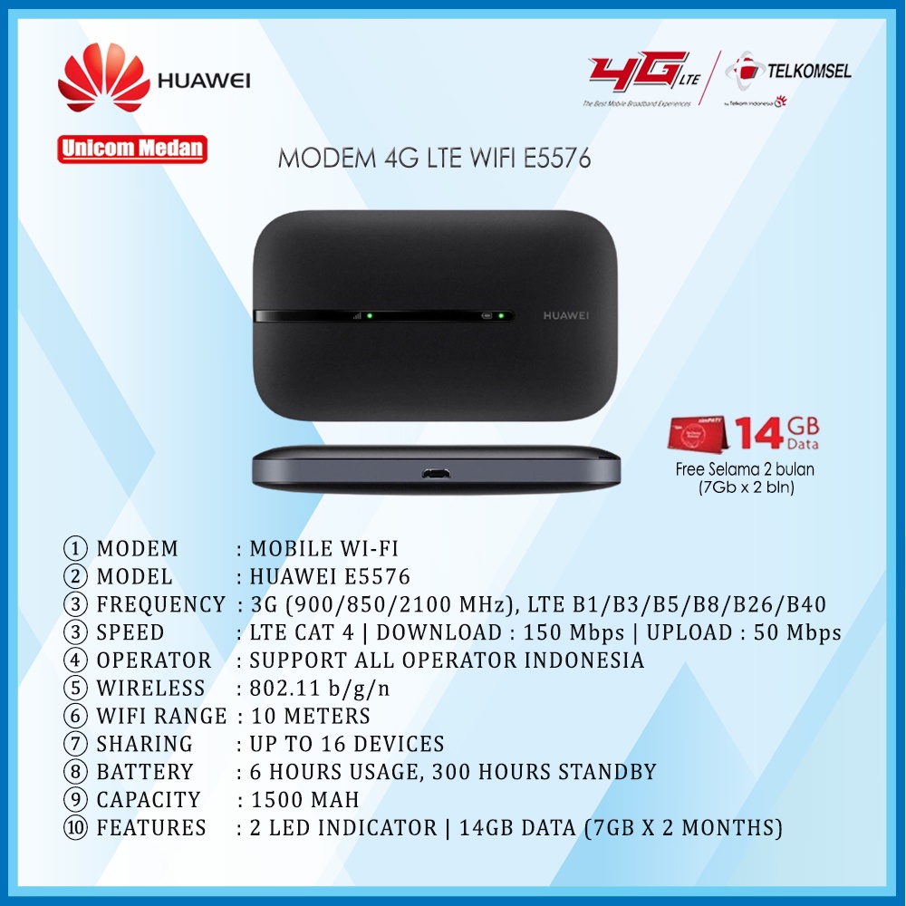 MODEM 4G TELKOMSEL E5576 MOBILE WIFI