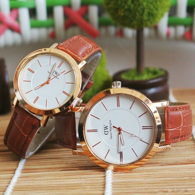 jam tangan couple Dw pria wanita murah / jtr 1106 coklat