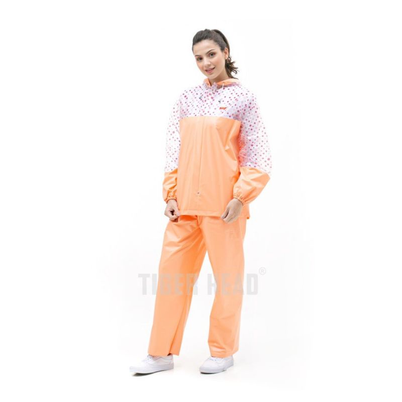 Jas hujan wanita mantel jaket celana polkadot Tiger - 68203 4U CLOTHING bisa COD