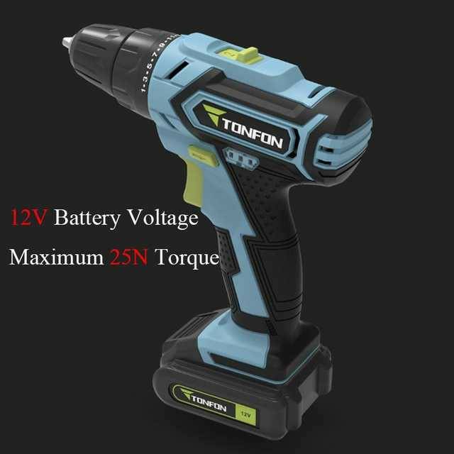 Tonfon Wireless Electric Cordless Power Drill Bor Listrik Wireless Tanpa Kabel 12V