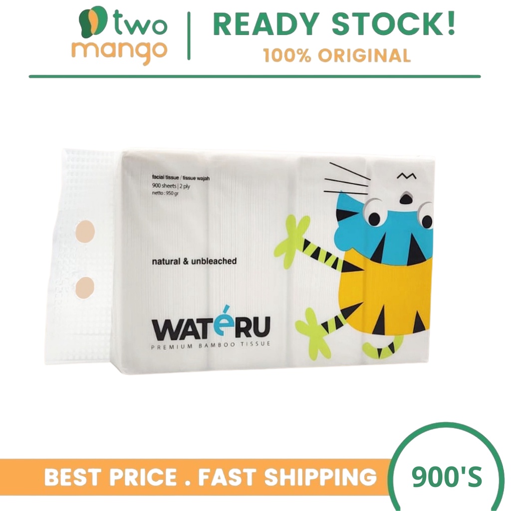 WATERU NATURAL BAMBOO TISSUE FACIAL 900S