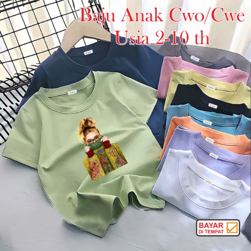 Baju Kaos Anak Cewek 2-10 tahun Blond Kaos Anak Perempuan Bahan katun