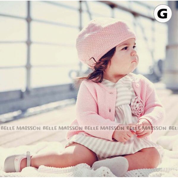 BAJU DRESS CARDIGAN BELLE MAISON BAYI PEREMPUAN + TOPI PINK 3in1