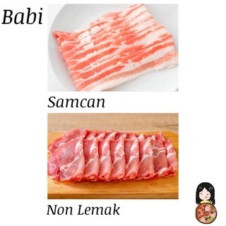 

Premium Pork Belly Slice / Samcan iris tipis / Samgyeopsal/Daging Shabu Shabu Hotpot Suki Barbecue