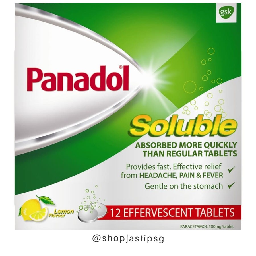 JKT READY Panadol Soluble 12 E ffervescent Tablets import Singapore Pereda Nyeri