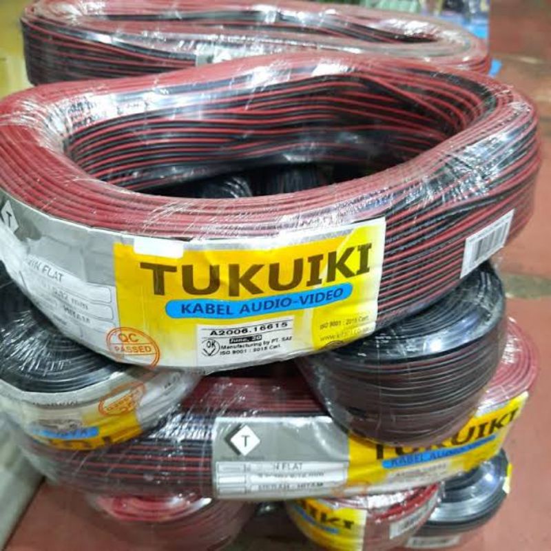 Tukuiki kabel serabut merah-hitam per meter