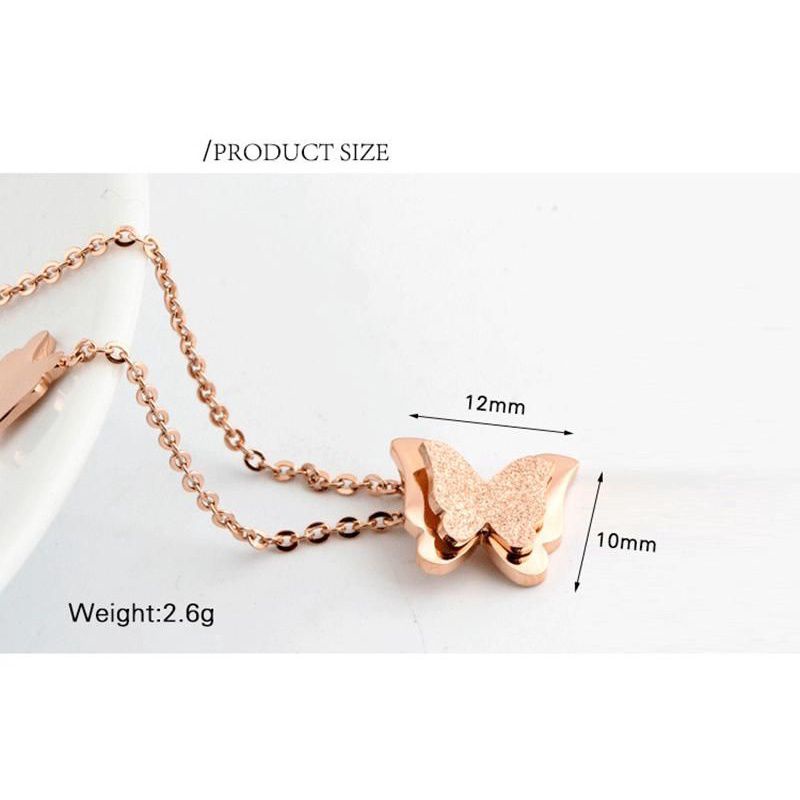 kalung kupu kupu titanium silver and rose gold