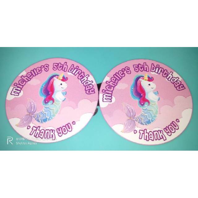 

Label bulat tema unicorn pink, baby shark, tayo,little pony