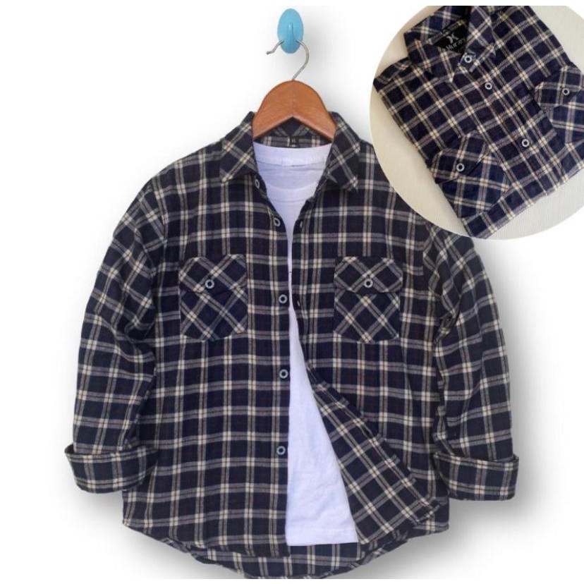 baju kemeja flanel anak laki laki motif kotak kotak lengan panjang usia 2-15 tahun cowok
