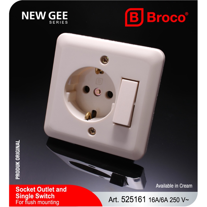 BROCO 525161 New Gee Cream - Stop Kontak &amp; Saklar Tunggal