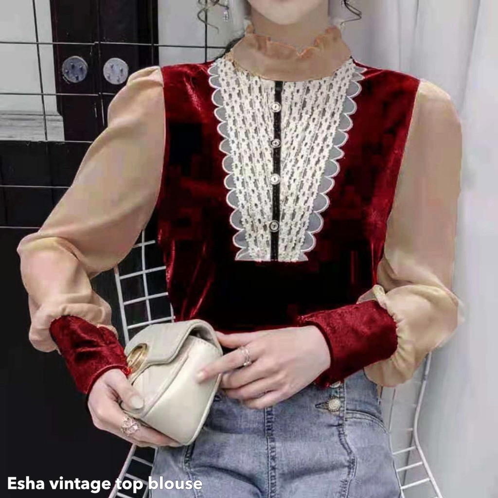 Esha vintage top blouse -Thejanclothes