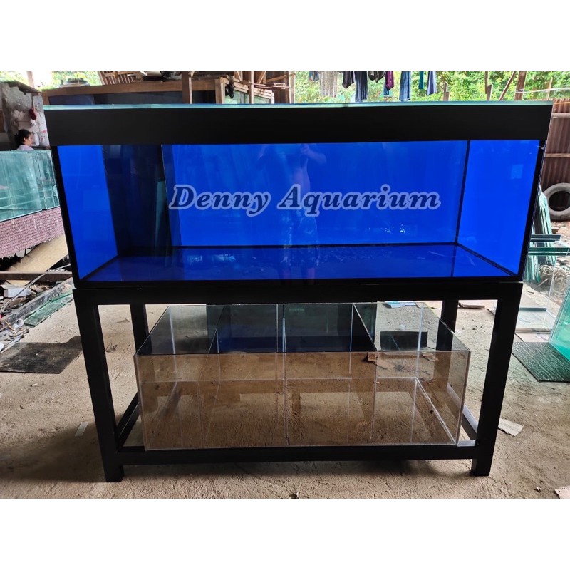 AQUARIUM KACA UKURAN 150x60x50cm SET RAK HOLLO DAN SUMP FILTER