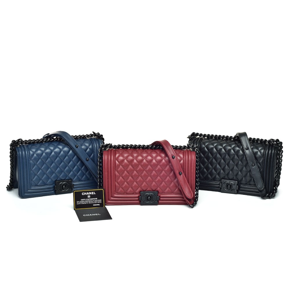 Tas Chanel Boy So Black Chevron Lambskin Semi Premium AP9006V-77