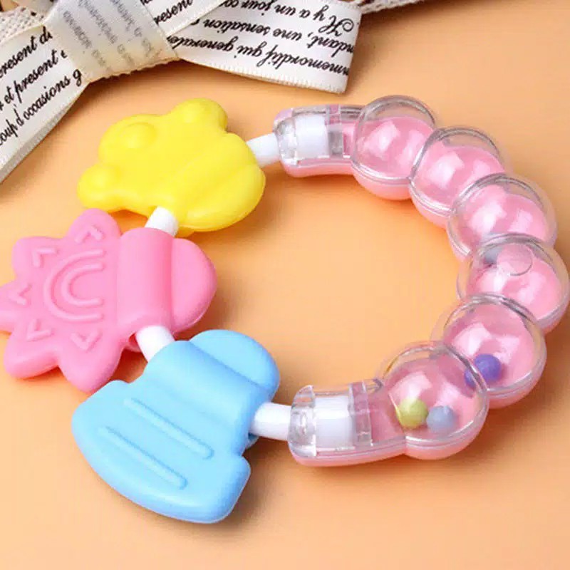 TEETHER RATTLE Mainan Kerincingan Genggam bintang silicon edukasi Bayi Anak gigitan toy silikon