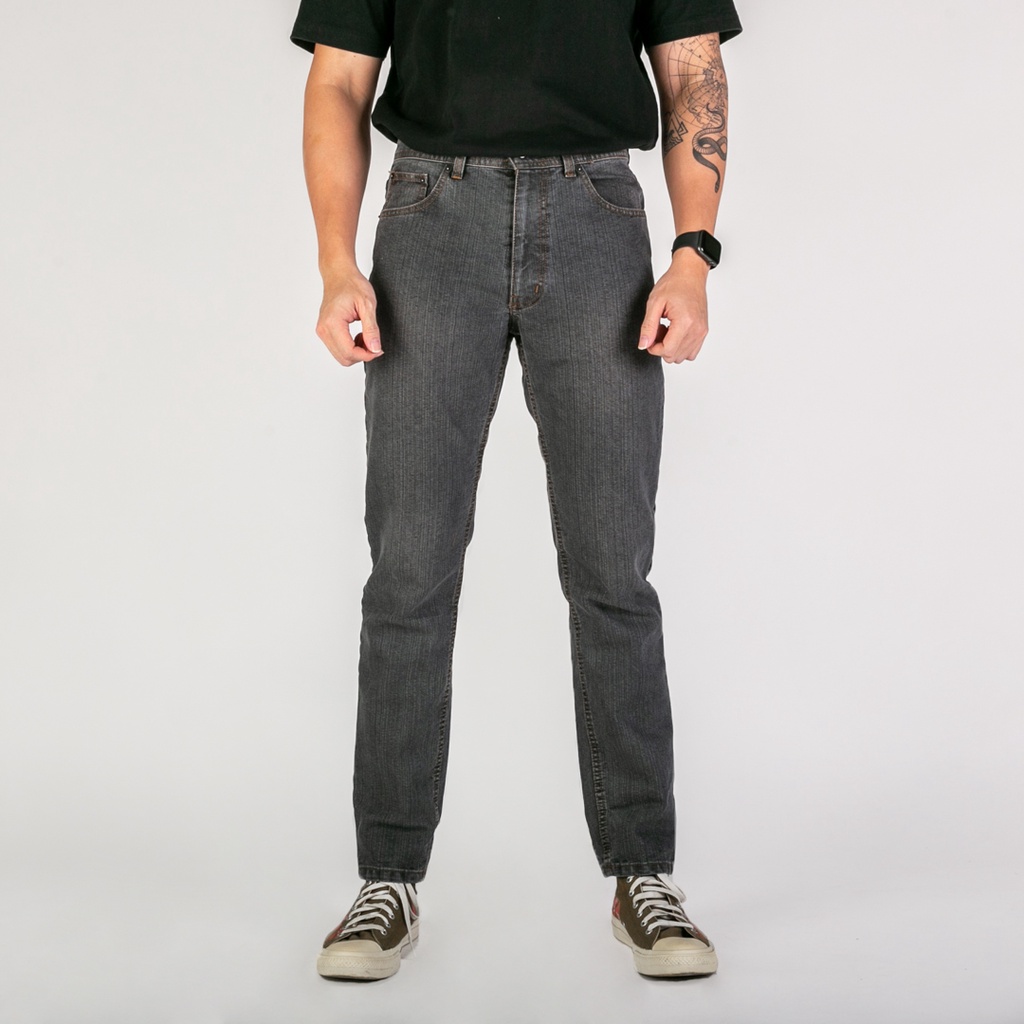 UNITEDJEANS - Celana Slim Fit Bottom Jeans Pria – Dark Grey Denim Long Pants – (NS-01)