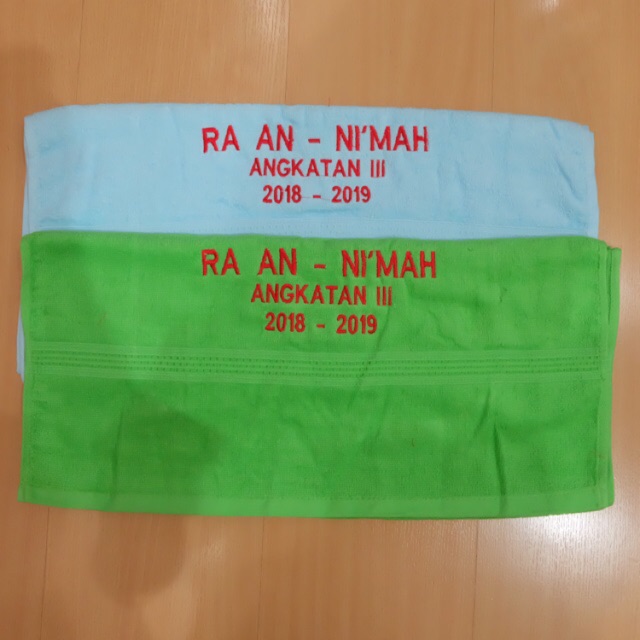 Handuk bordir tulisan ukuran 50x100