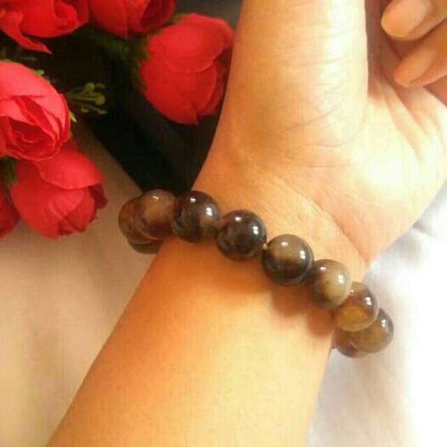 Gelang Giok Coklat tua Belang Natural Warna Tidak Akan Berubah