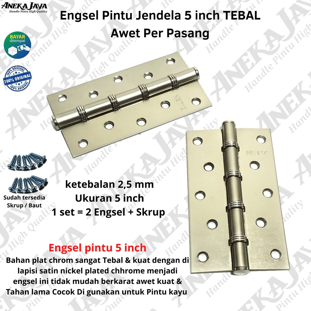 Engsel 5 inch / Engsel lubang 5  - Lubang 4 Engsel Daun pintu Besar &amp; pintu kupu tarung