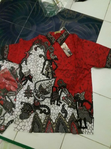Kemeja Batik Pria Baju Fashion Pria Batik Wayang Susun Biru