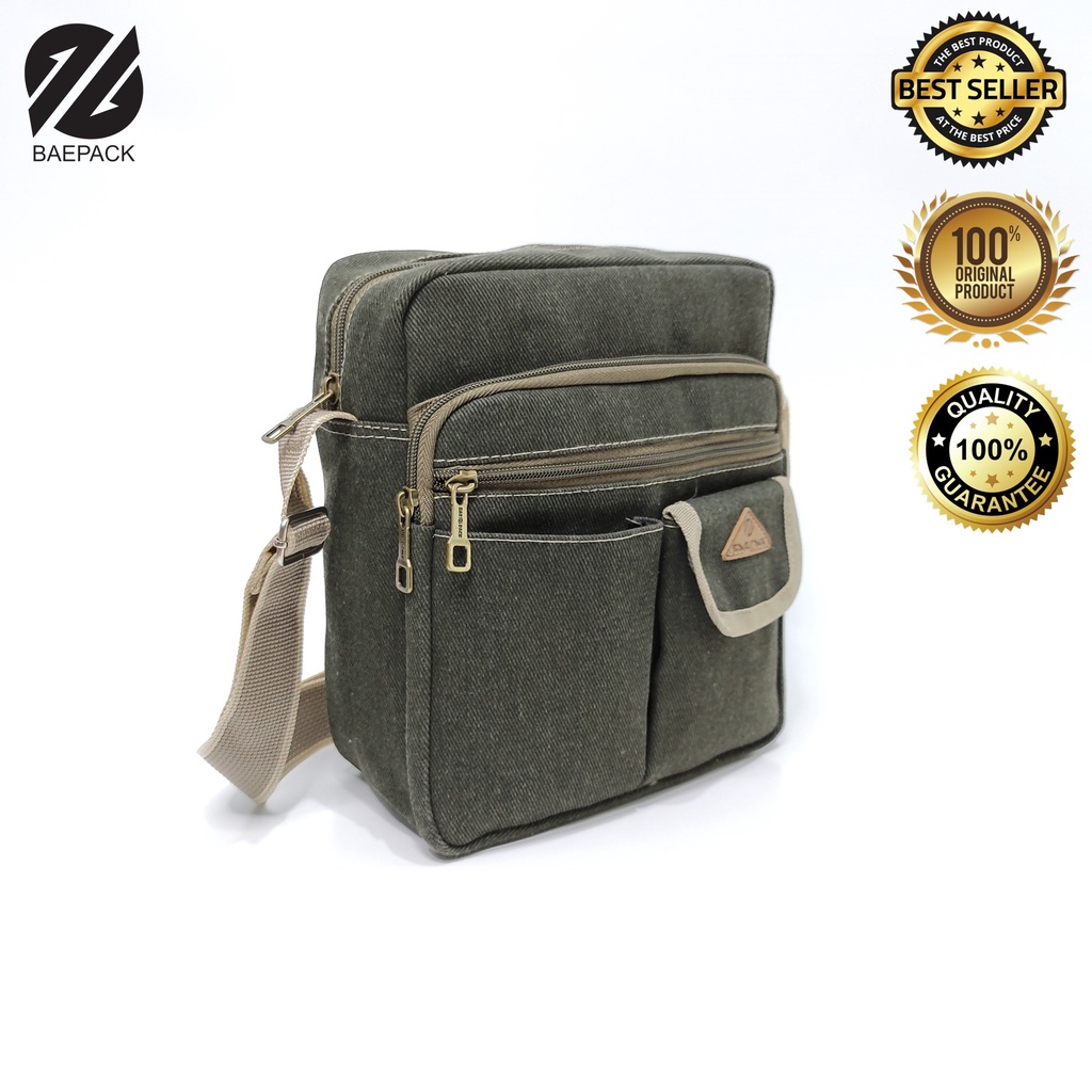 Tas Selempang Premium Luzio Hijau Army Baepack / Tas Selempang Pria dan wanita