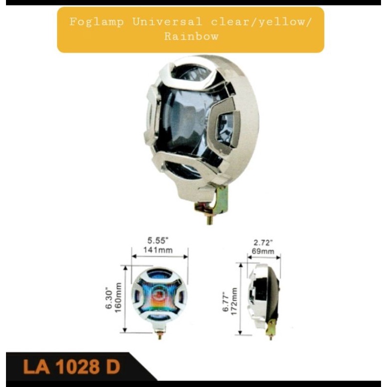 LA1028 FOGLAMP UNIVERSAL MOTOR MOBIL BULAT KACA CLEAR,YELLOW DAN RAINBOW