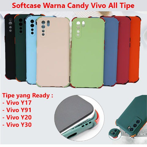 Softcase VIVO Y17 Y91 Y20 Y30 Warna Candy Anti Crack Lensa Protector Silicone Cover Soft Anti-Drop