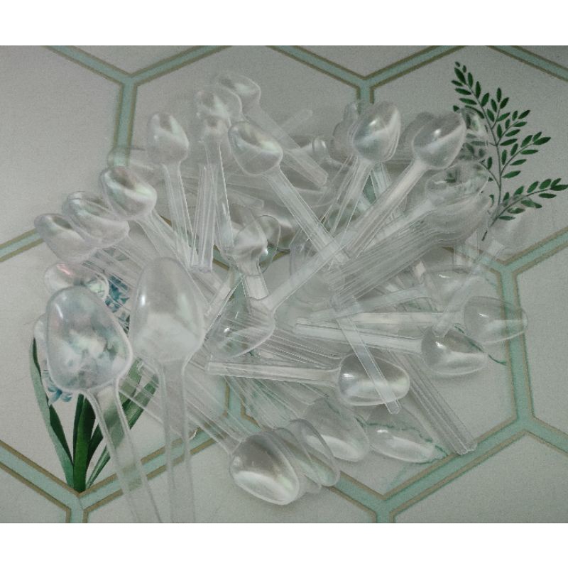 {isi 50} Sendok Plastik Kecil Bening, Sendok Kue, Sendok Es Cream, Sendok Plastik Mini