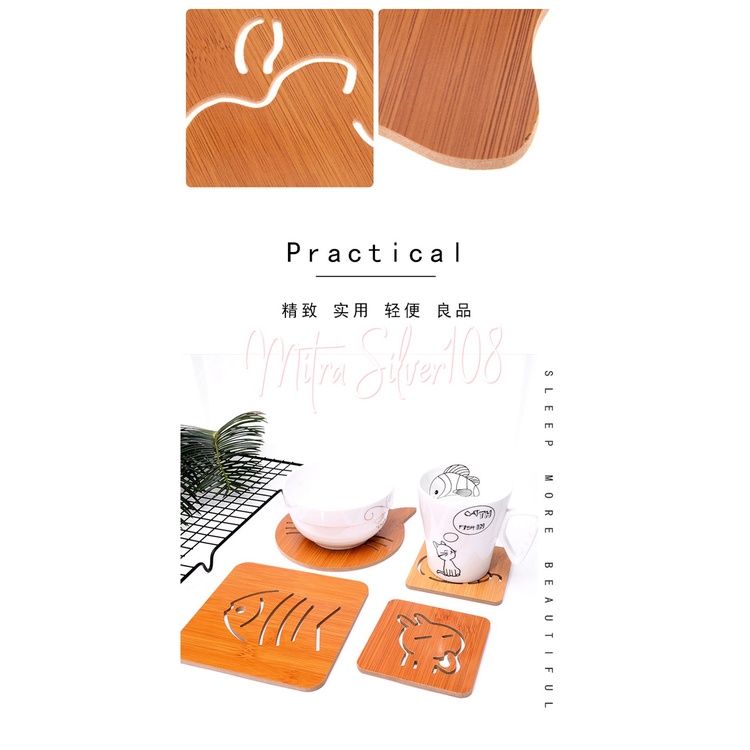 [MS108] PR 26 ❤READY STOCK❤  Tatakan Piring / Gelas / Panci Bahan Kayu Karakter / Tatakan Tahan Panas Dingi