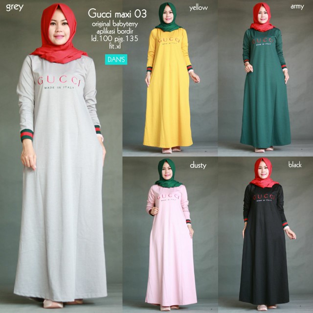 FASHION CANTIK GUCCI MAXI 03 DRESS MUSLIM BY DAN'S