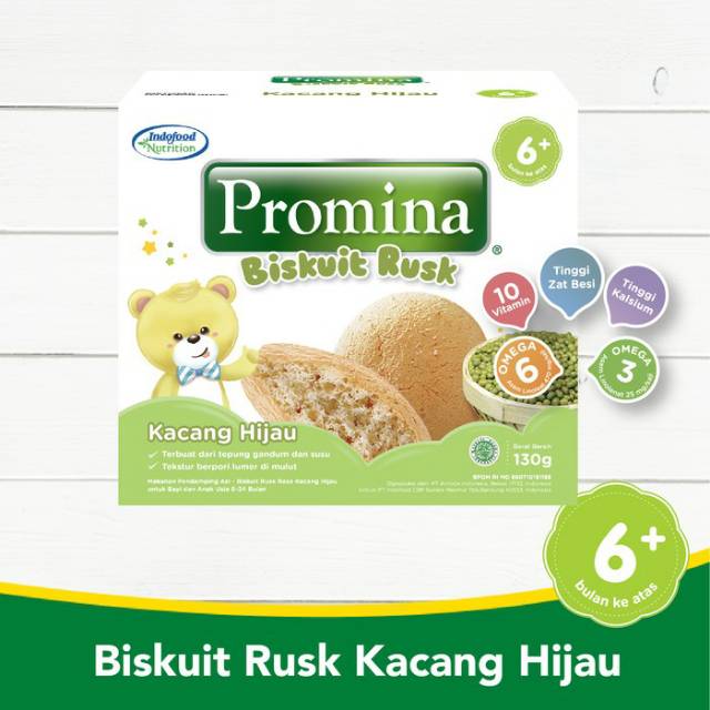 (Free Packing) Snack MPASI Bayi Promina Biskuit Rusk 130gr Rasa Susu Beras merah dan kacang hijau